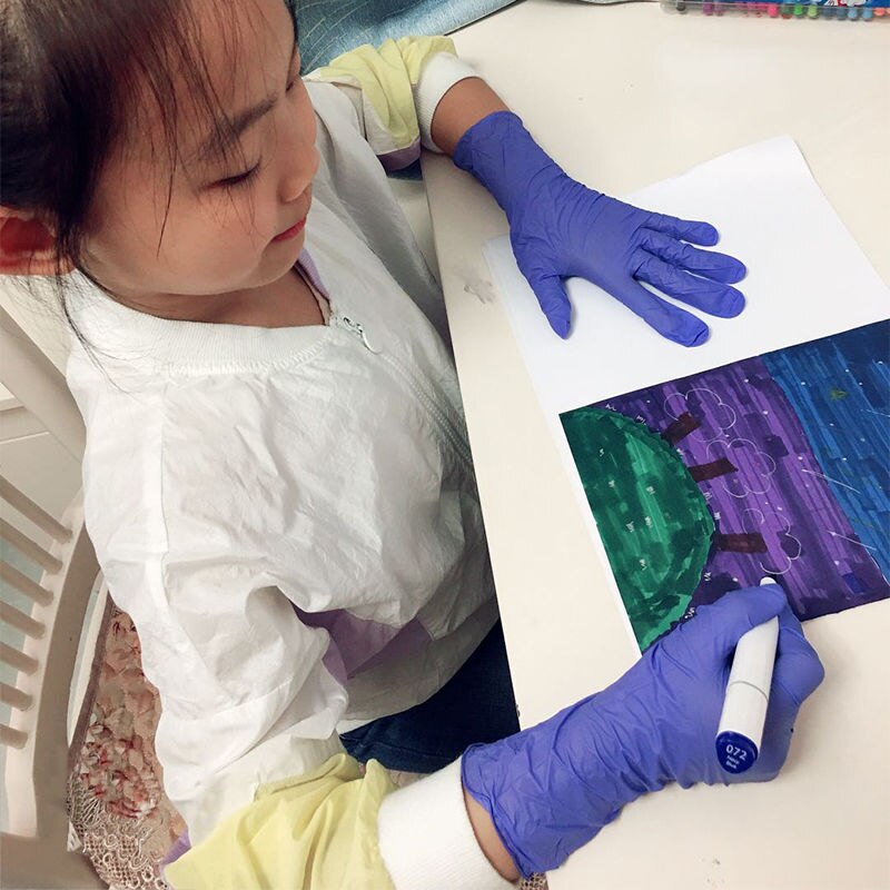 100 PCS Disposable Children Nitrile Gloves Food Grade Kids PVC Rubber Latex Gloves Boy Girl Housework Small Size