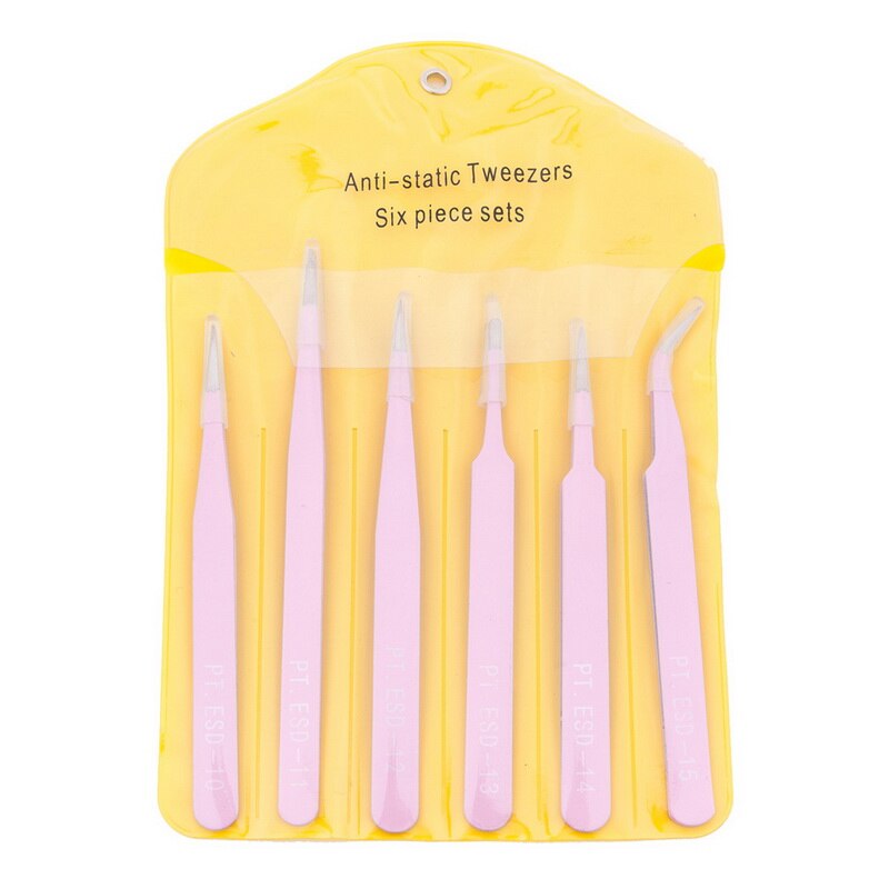 6/10Pcs ESD Tweezers Tool Set High Precision Antistatic Tip Curved Straight Nipper Repair Tool Kit Steeel Multifunction Tweezer