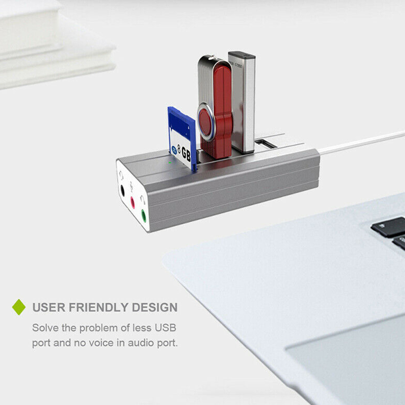 Type-C USB Hub Externe Geluidskaart AUX Mic Headset TF SD Adapter voor Laptop PC