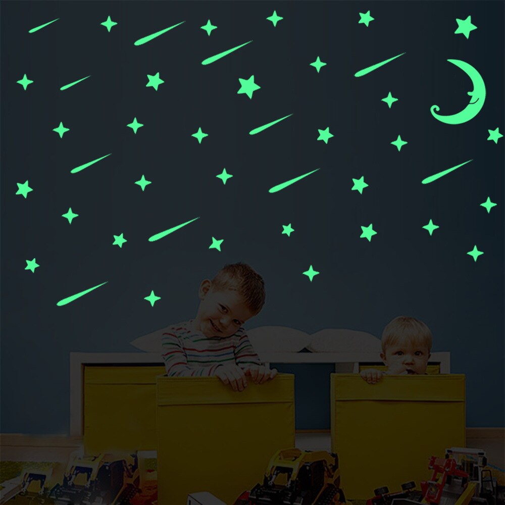 Stars Moon Lichtgevende Stickers In Het Donker Lichtgevende Op Muurstickers Kinderkamer Woonkamer Zelfklevende Fluorescerende Muur stickers