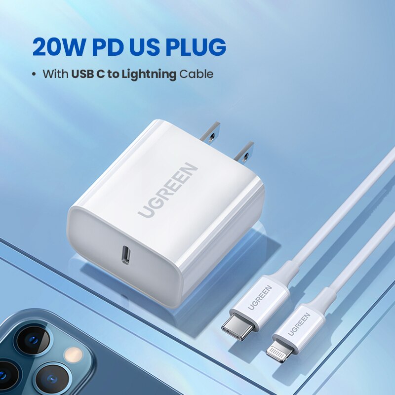 UGREEN PD20W USB del Caricatore per il iPhone 12 Pro 11X8 USB C Veloce del Caricatore Carica Rapida 4.0 3.0 per xiaomi Huawei Telefono PD Caricatore: US20W White 1M C-L