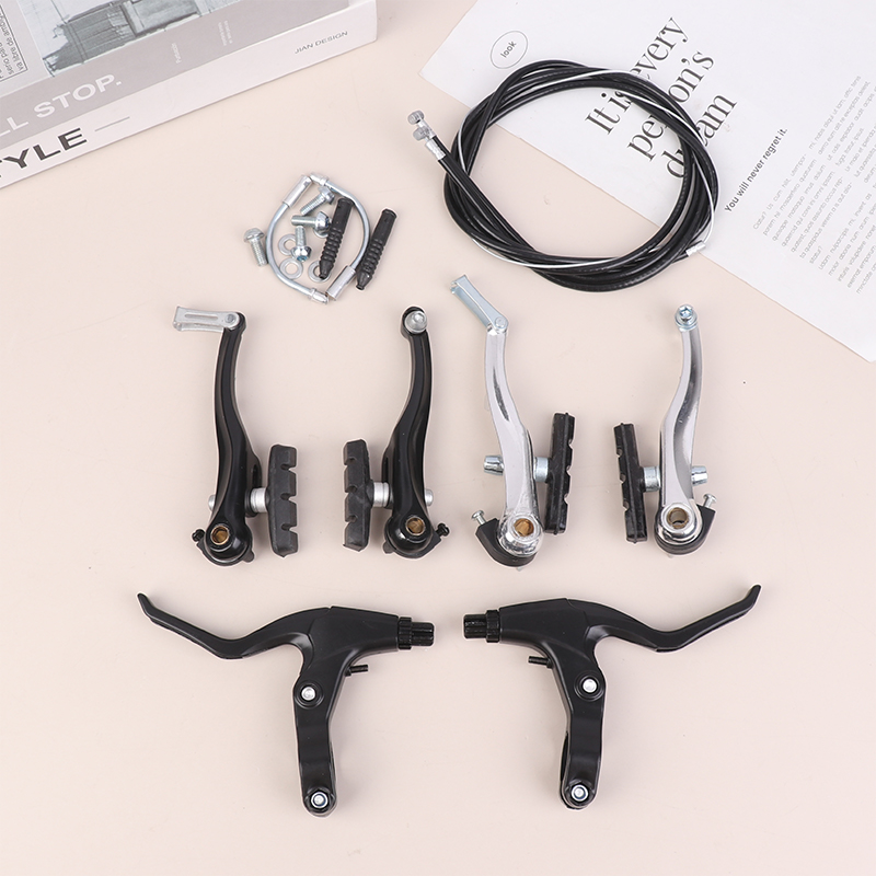 Bike V Brake Set Bike Front Rear V Brake Set Aluminum Alloy Mountain Road Bike V Brake Pads And Levers Set Riding Accessories