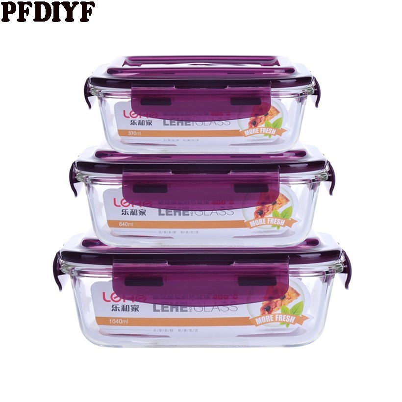 Microwave Oven Heating Lunch Box For Office Worker Leakproof Glass Lunch Box Set Round With Lid Seal Health Food Container
