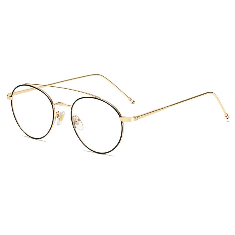 Seemfly Ultralight Round Frame Glasses Frame Women&amp;Men Retro Metal Frame Optical Computer Eyeglasses Decorative Glasses: black glod