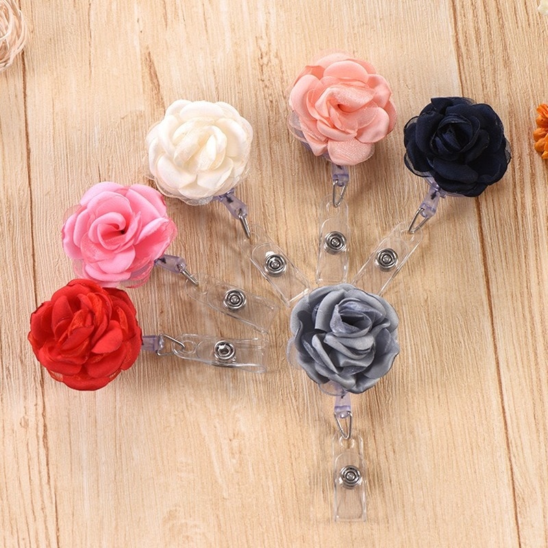 Rose blomster udtrækkeligt sygeplejerske emblem hjul lægestuderende id-kort badge holder plastik badges til adgangskort