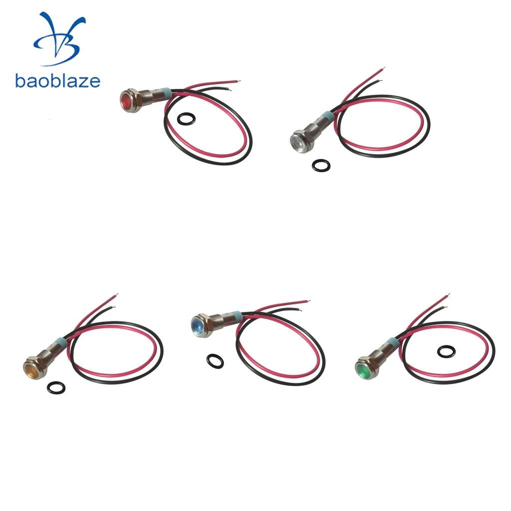 dolity 5Pcs 6mm 3V LED Metal Indicator Light Waterproof Signal Pilot Dash Lamps