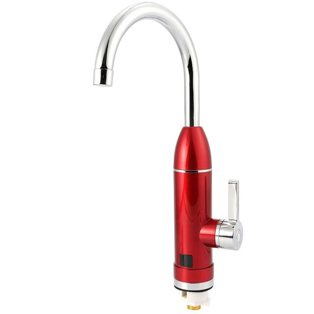 Cozinha do banheiro torneira de água aquecimento instantâneo rotatable 220v elétrica aquecedor de água quente com display de temperatura led: Vermelho