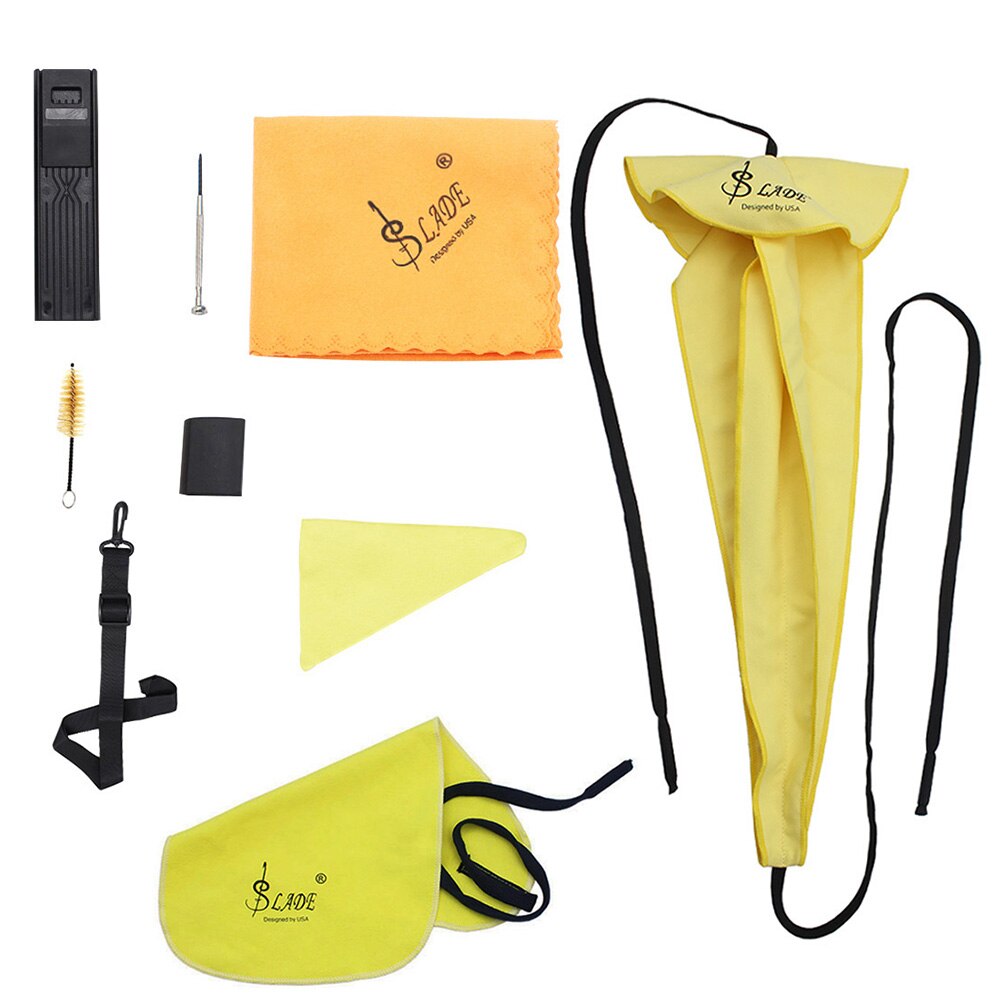 Ladung Saxophon Reinigung Pflege Bausatz Gürtel Daumen Rest Kissen Schilf fallen Mundstück Pinsel Mini Schraubendreher Reinigung Tuch: Typ1 Gelb
