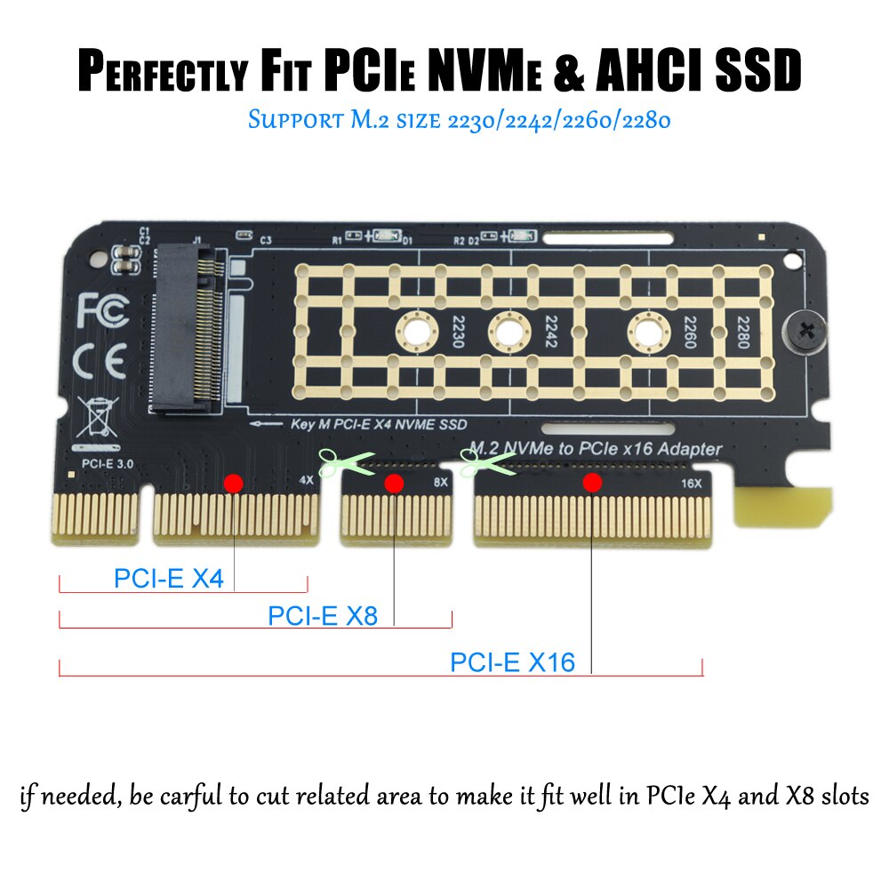 M.2 NVMe SSD Adapter PCI-E 3,0x4x8x16 zu NGFF M Schlüssel Solide Status Stock Konverter karte Für 2230 zu 2282 SSD Unterstützung Sieg 10