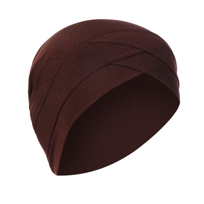 Mode Vrouwen Zomer Effen India Hoed Moslim Ruche Kanker Chemo Casual Beanie Tulband Wrap Sjaal Cap Elegante Caps Hoeden #4R22: Coffee