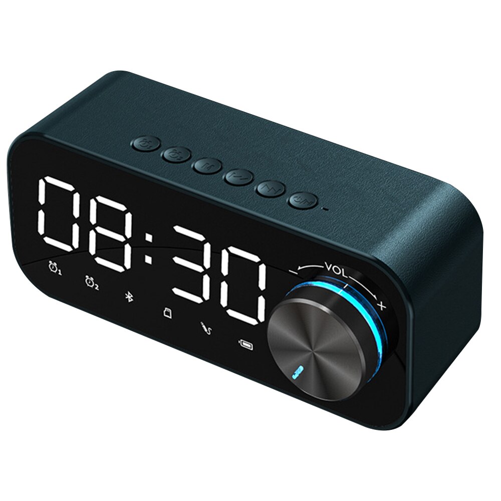 Alarm Clock Bluetooth Speaker LED Digital Display Alarm Clock Radio LED Wireless TF Card Subwoofer Music Player Table Clock: Blue
