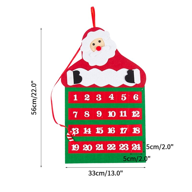 Jul adventskalender snögubbe jultomten tygkalender för fest öppen spis vägg fönsterhänge xmas hängande dekor: Stil 1 kalender