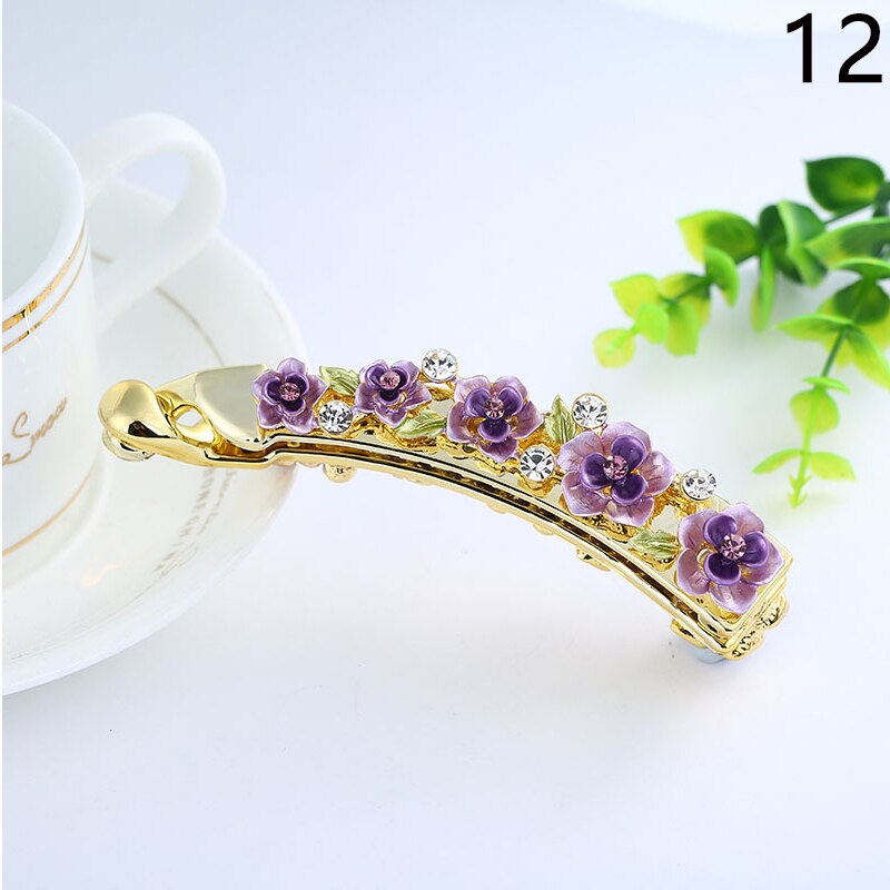Nowe akcesoria Crystal Barrette Rhinestone spinka do włosów spinka do włosów spinka w kształcie Banana spinki do włosów dla kobiet akcesoria do włosów Hairgrip: 12