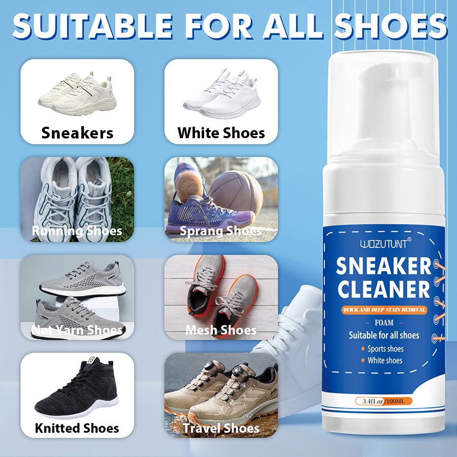 Limpiador de zapatos blanco de 100ml, espuma de limpieza en seco sin lavado, descontaminación para gamuza, piel de oveja, zapatos mate, cuidado de zapatillas de cuero