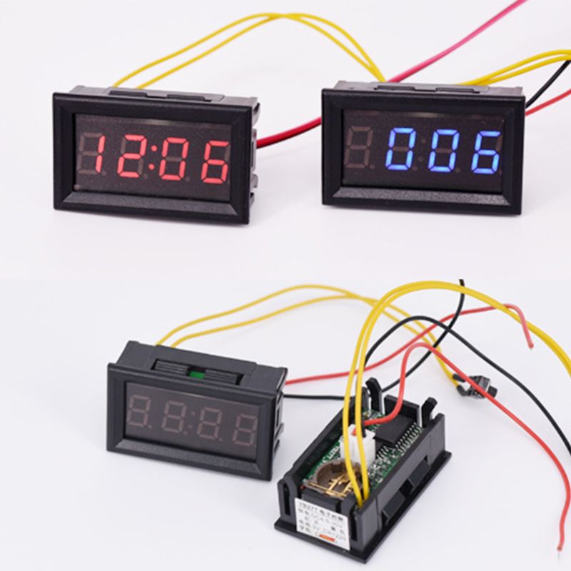LED DIY Vehicle Electronic Clock KIT Car Motorcycle Timer LED Digital Display Power-off Memory DC4.5-30V Red Green Blue