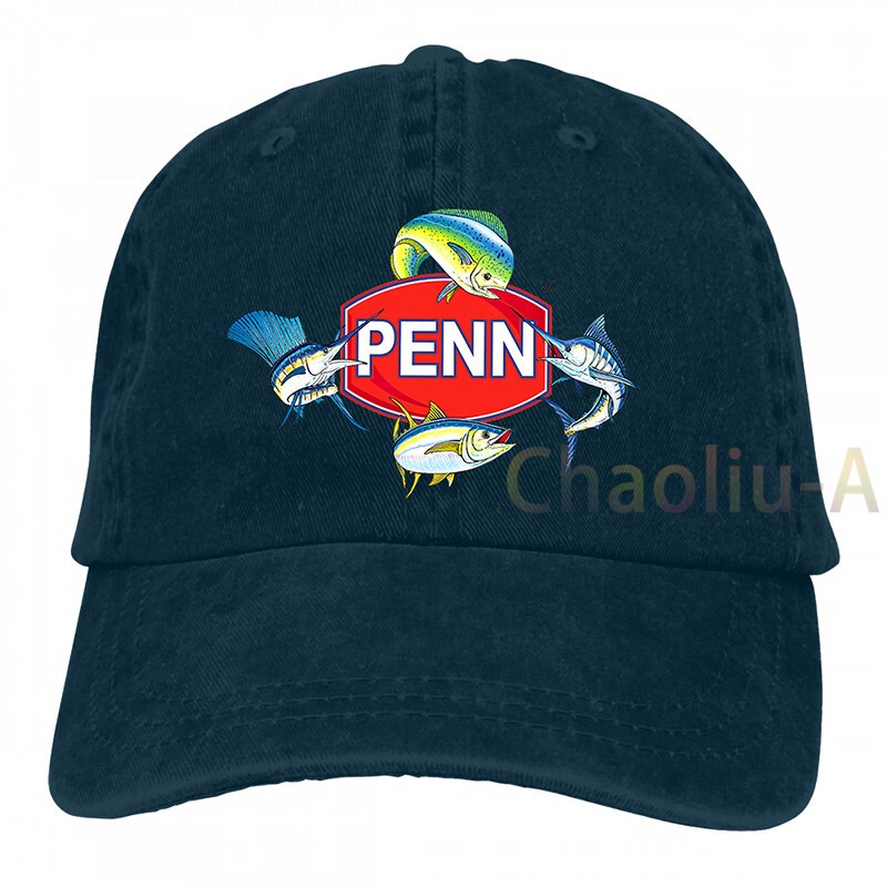 Nuovo Popolare PENN QUATTRO PESCI FISHINGER BOBINE di berretto Da Baseball delle donne degli uomini Trucker Cappelli di modo cappuccio regolabile: 2-Navy