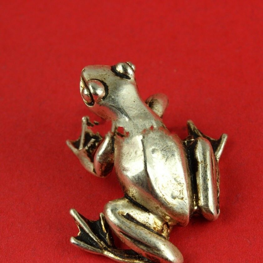 Chinese decorate Tibet Buddhism Miao Silver frog Statue