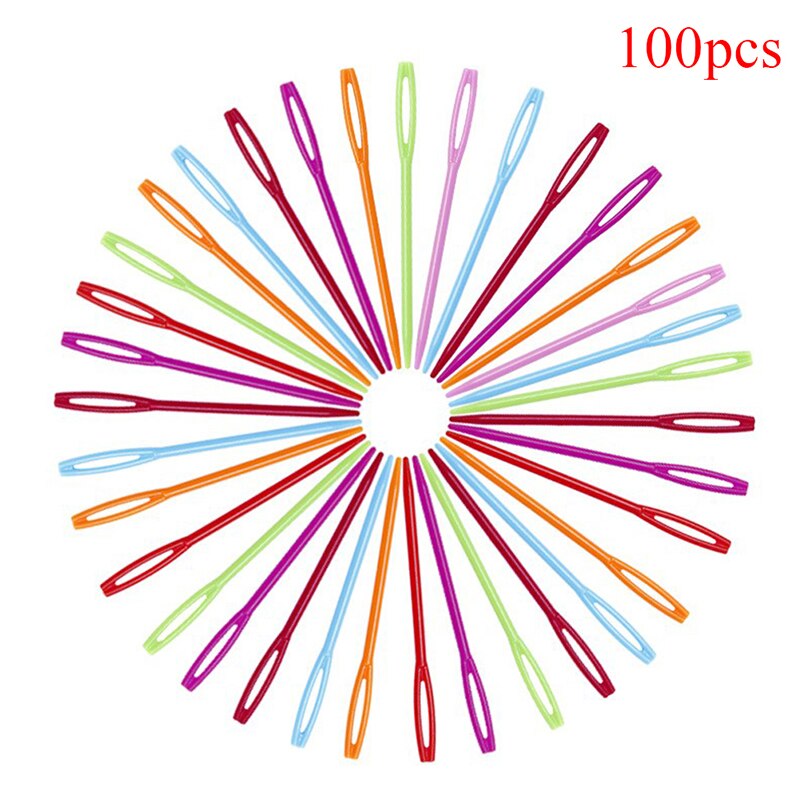 Bricolage 20/100 pièces Crochet crochets pull tissage outils aiguilles à tricoter plastique 7CM multicolore tapisserie laine fil aiguille: 100pcs