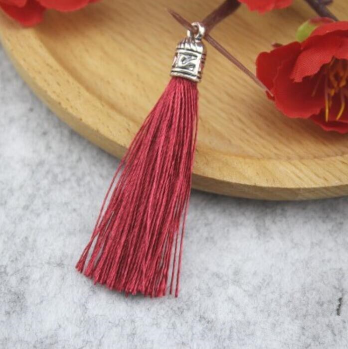 Rideau de bijoux avec pompon en argent, 10 pièces, accessoires de décoration pour vêtements, porte-clés, sac de téléphone portable, franges, garniture, sangles suspendues: Red