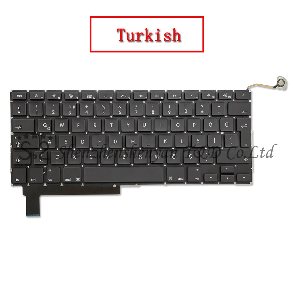 A1286 For Macbook Pro 15" Replacement Keyboard US UK Russian French Spain Japanese Arabic Version Years: Turkish