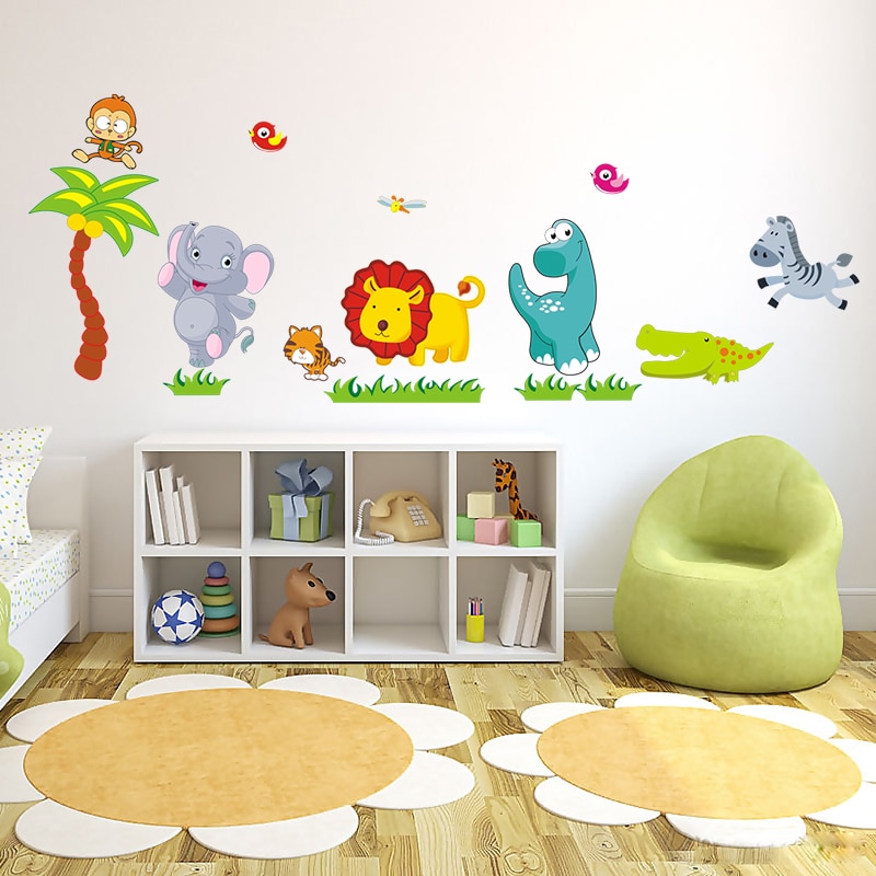 1 sæt dyr serie tegneserie dyr aftagelige vinyl wallstickers børn favoriserer baby shower drenge soveværelse søde kunst decals