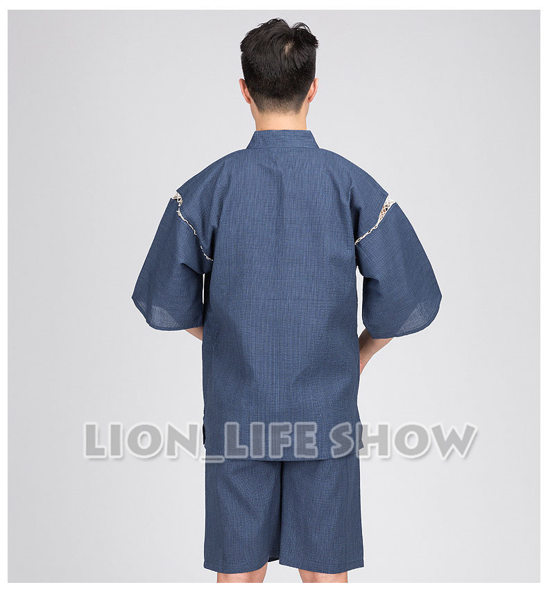 Japansk sommer mænd jinbei kimono kortærmede bukser nattøj pyjamas loungewear