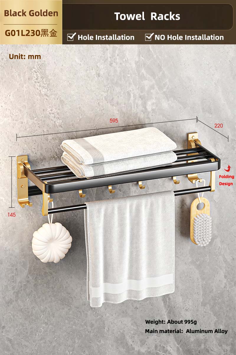 Zwart Gouden Badkamer Hardware Handdoekhouder Bar Rack Handdoek Houder Rij Haak Tissue Rack Wc Borstel Papier Houders