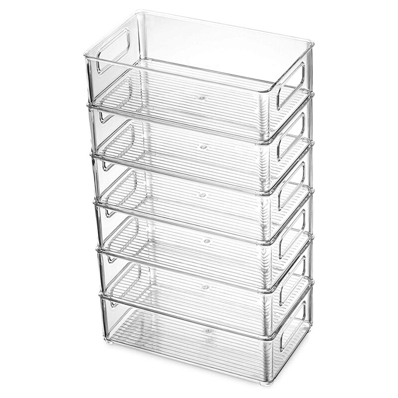 Set 8 Contenitori Trasparenti Per Dispensa E Frigorifero - Impilabili, Con Maniglie, Senza BPA - 4 Grandi E 4 Piccoli