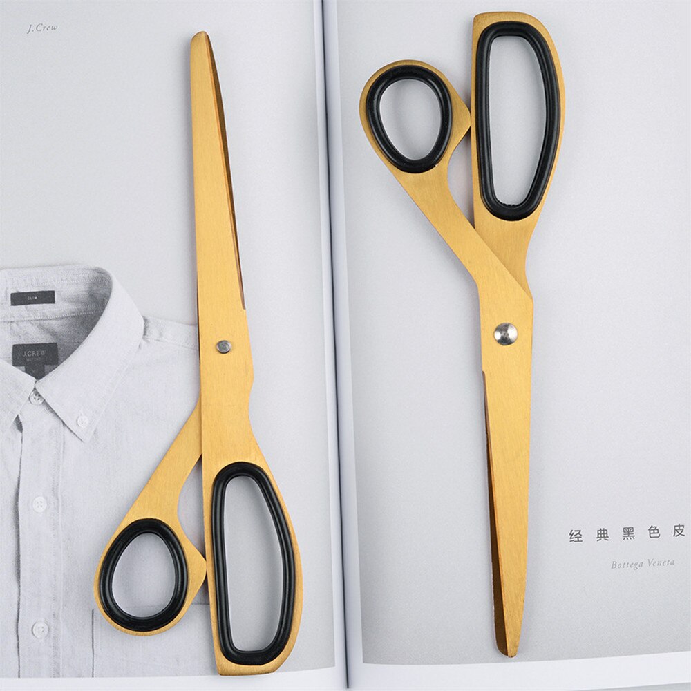 Golden Stainless Steel Scissors Household Office Ribbon-cutting Scissors Asymmetry Fabric Dressmaking Tailor Shear Cutting Tools