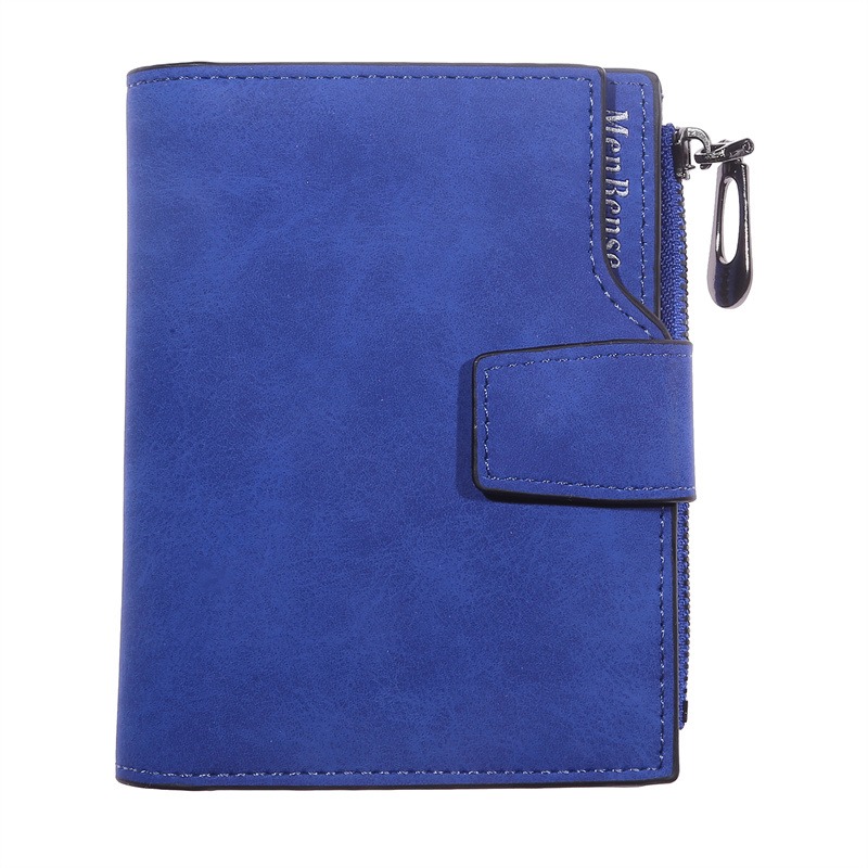 Leather Women Wallet Hasp Small and Slim Coin Pocket Purse Women Wallets Cards Holders Luxury Brand Wallets Purse: Blue