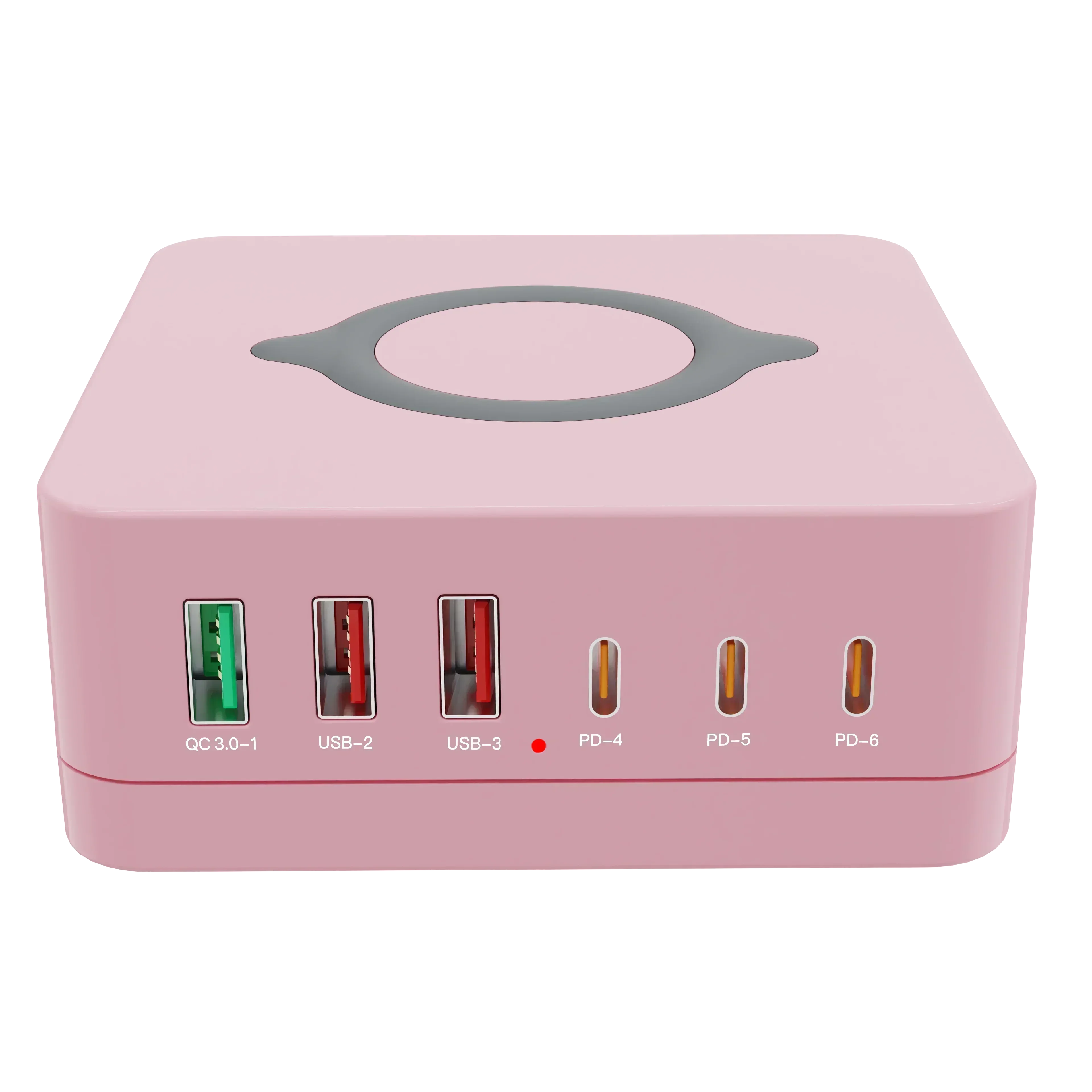 140w gan lader multiport trådløs stasjonær lader usb type  c 100w pps  pd 65w qc hurtigladestasjon for bærbar pc nettbrett telefon: Rød / De