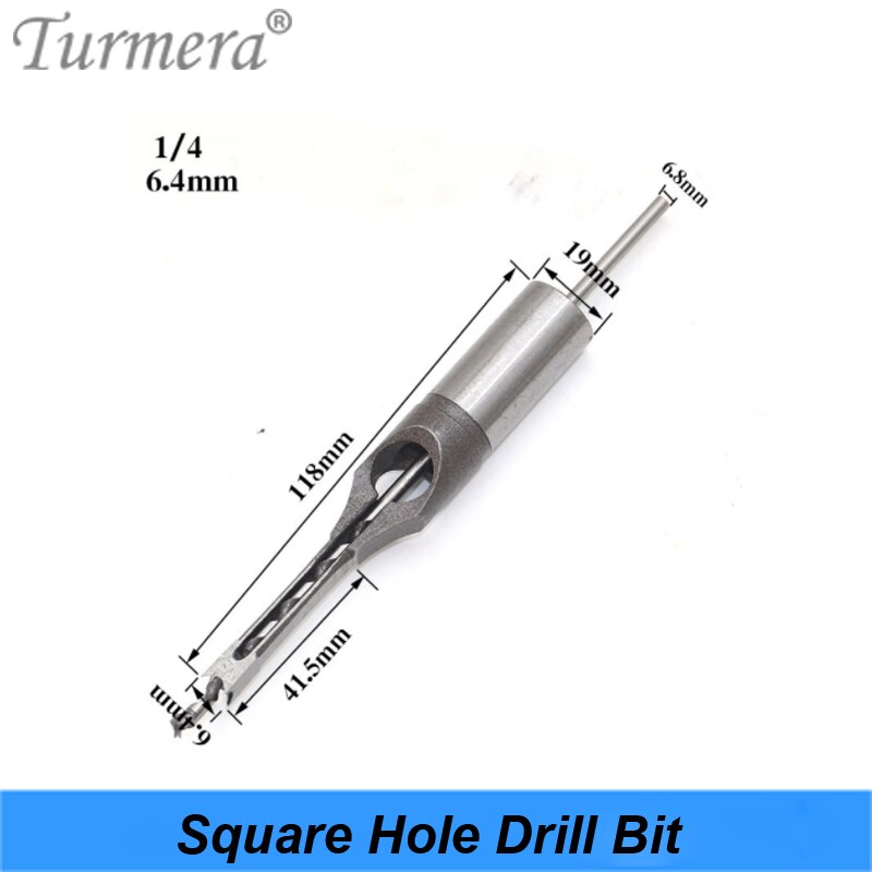 Turmera 1/4 to 1/2 Square Hole Drill Bit 45 Steel Mortising Drilling Woodworking Tools for Drill Square Opening Screwdriver 7PCS: 6.4mm