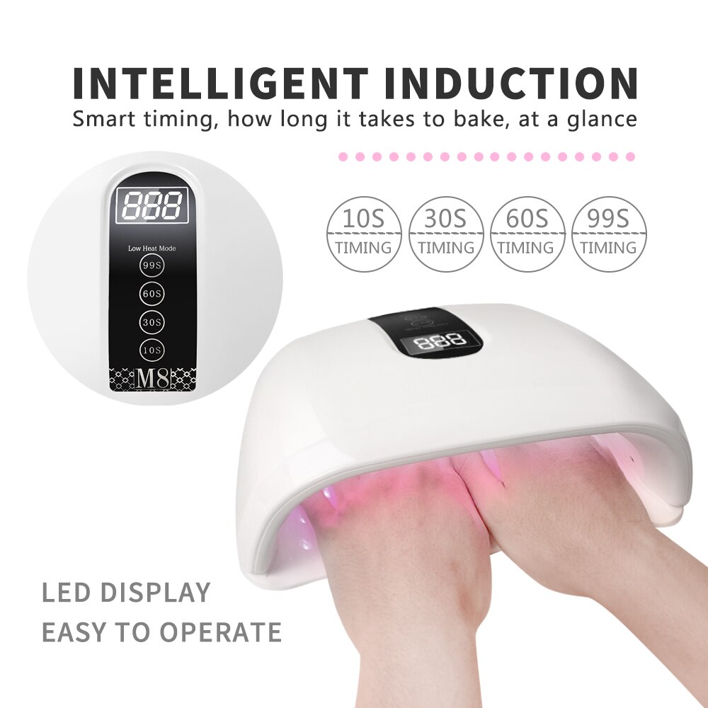 96W secador de uñas lámpara LED UV de uñas esmalte de Gel lámpara de curado de cuidado de la piel rojo lámpara de luz para secador de uñas Auto Sensor manicura herramientas