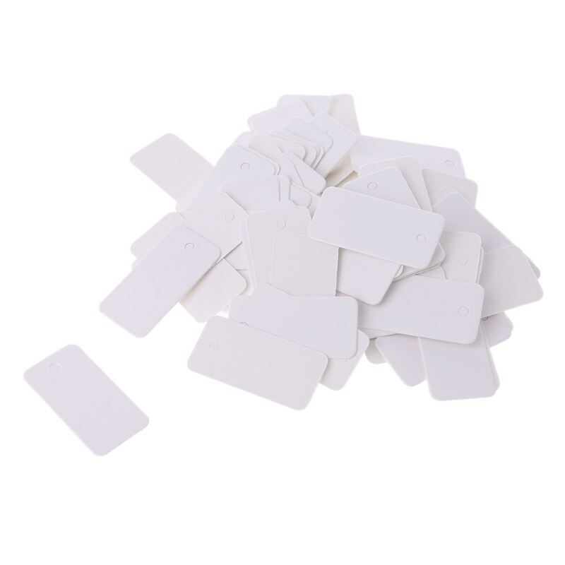 Étiquettes Vintage en papier Kraft pour , étiquettes à suspendre pour bijoux, décor artisanal, 100 pièces: White