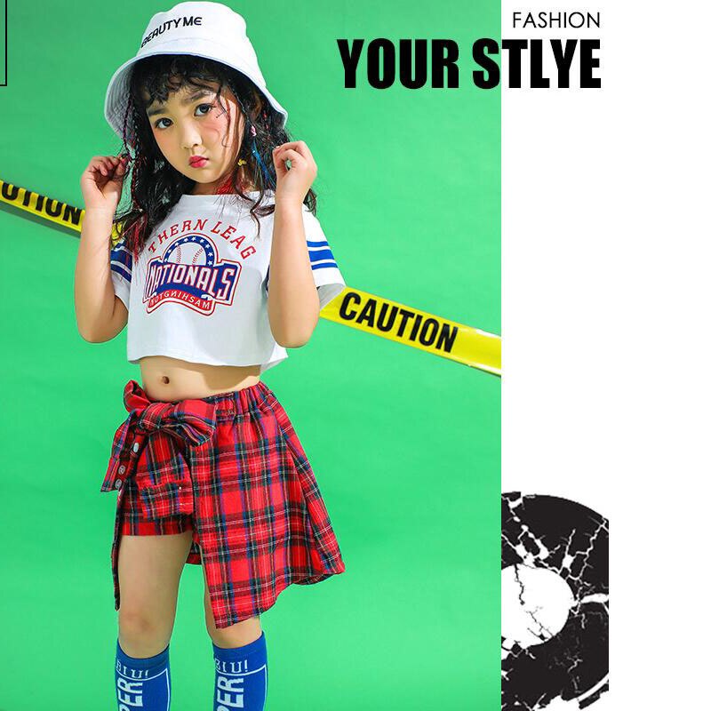 Sudadera de salón para niños falda de baile ropa de escenario trajes niñas animadoras Jazz moderno Hip Hop Ropa de baile traje