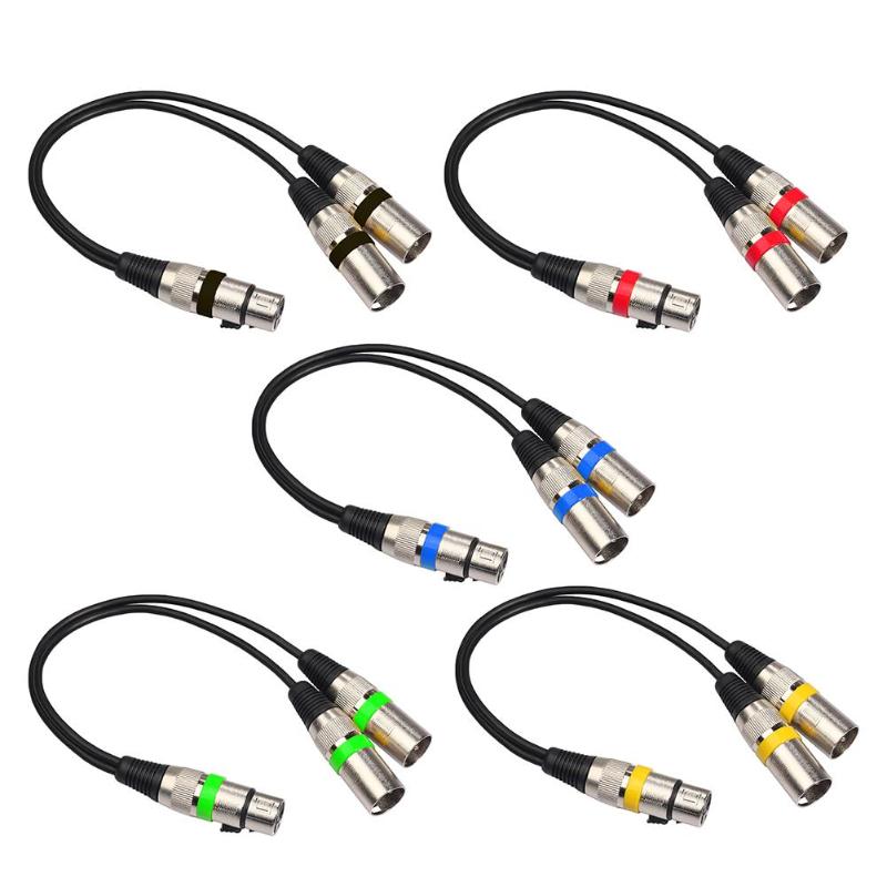 3Pin XLR Female Jack to Dual 2 Male Plug Y Splitter 30cm Adapter Cable Wire