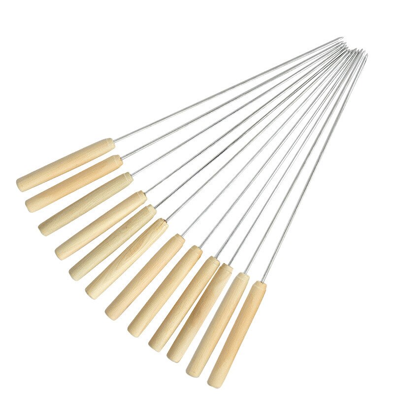 BBQ Barbecue Signs Outdoor Barbecue Tools Stainless Steel Wood Bing Roasting Needles 12 Packs Barbeque Accessories: Default Title