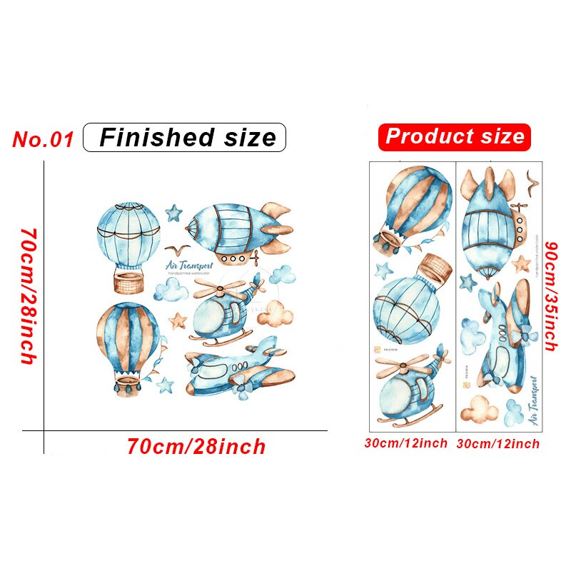 10 styles Cartoon Airplane Wall Stickers for Children Bedroom Kids room Wall Decor Nursery Wall Decoration PVC Sticker: No.01