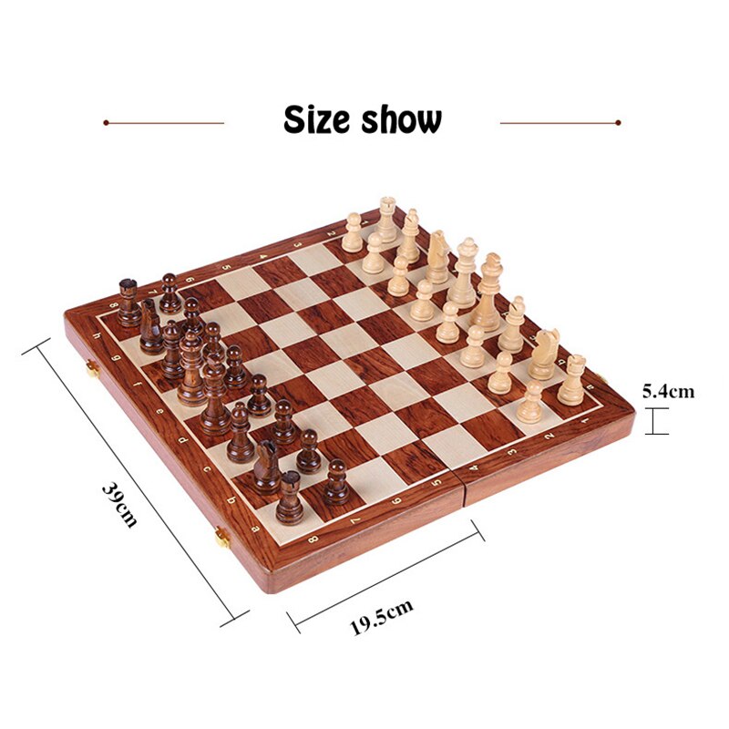 Træ skak sæt høj grad 4 dronning skakspil konge højde 80mm skakbrikker foldning 39*39 cm skakbræt med træ skakmænd  i8