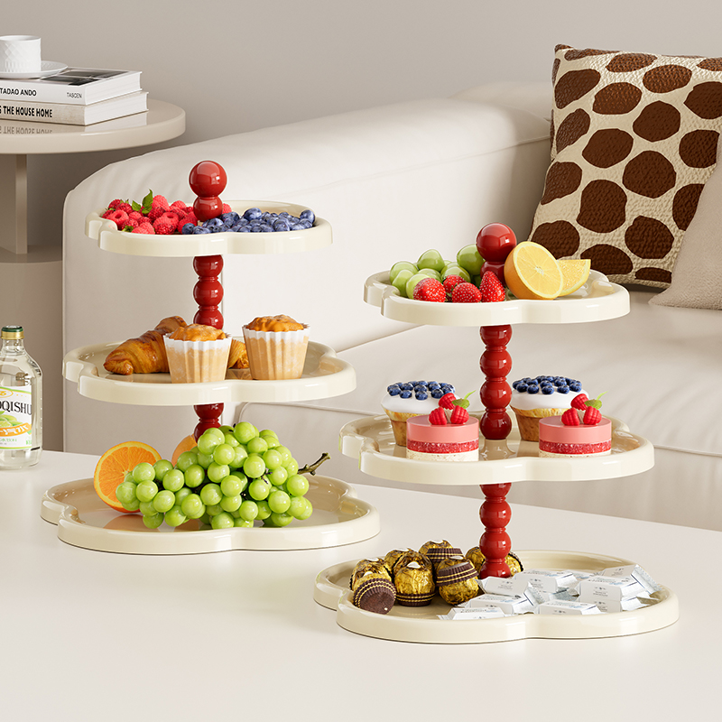 UFORU-Tablett, mehrstöckiges Wohnzimmer, exquisites Nachmittagstee-Herztablett mit hohem Erscheinungsbild, französisches Kuchen-Dessert-Snack-Tablett