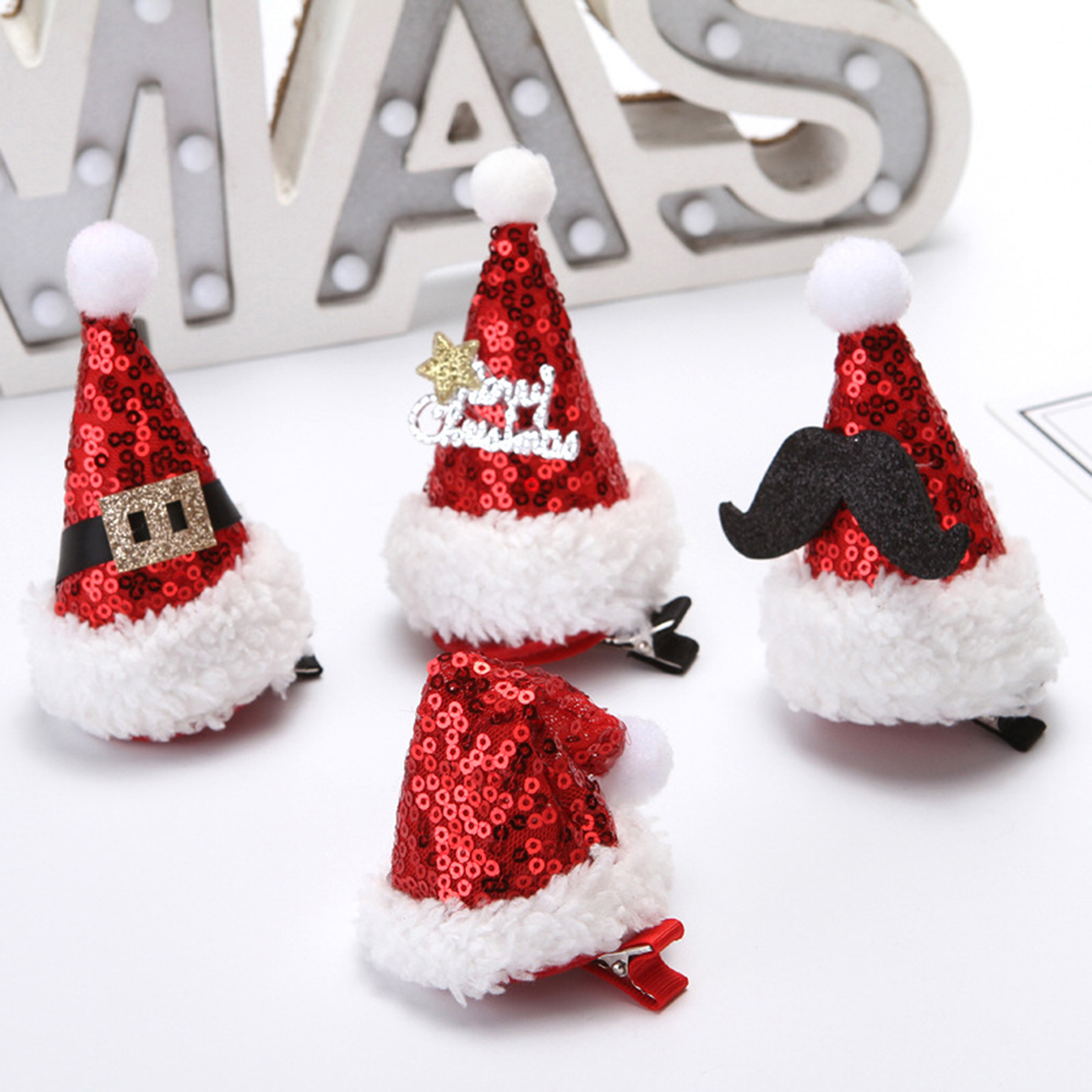 Tocados de lentejuelas para el pelo, pinza para el pelo, sombrero de Navidad, accesorios para el cabello para niños, suministros de Navidad de Año ,