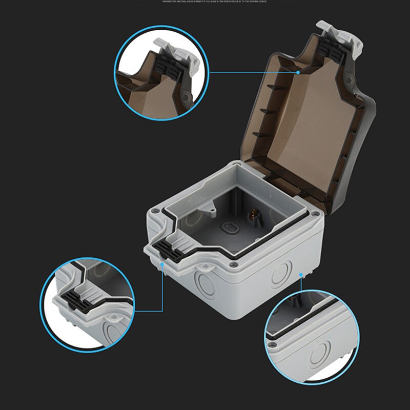 IP66 Weatherproof Waterproof Outdoor BOX Wall Socket 16A EU Outlet With Dual USB Charging Port External Installation