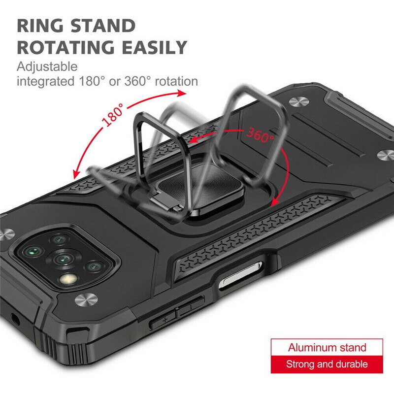 Shockproof Armor Ring Case Voor Xiaomi Poco X3 Pro Telefoon Cover Hybrid Hard Pc Soft Frame Beugel Case Voor Poco f3