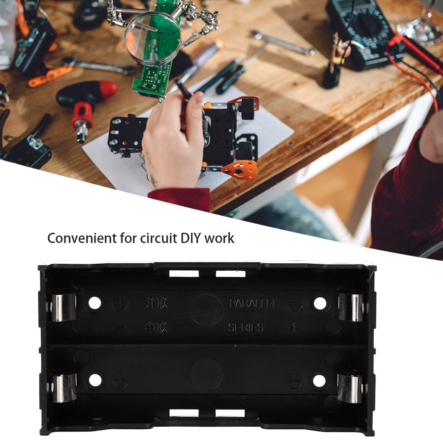 ABS 6Pcs 2-Slot Battery Storage Box Case Holder Organizer for Storing 2pcs 3.7V 18650 Battery