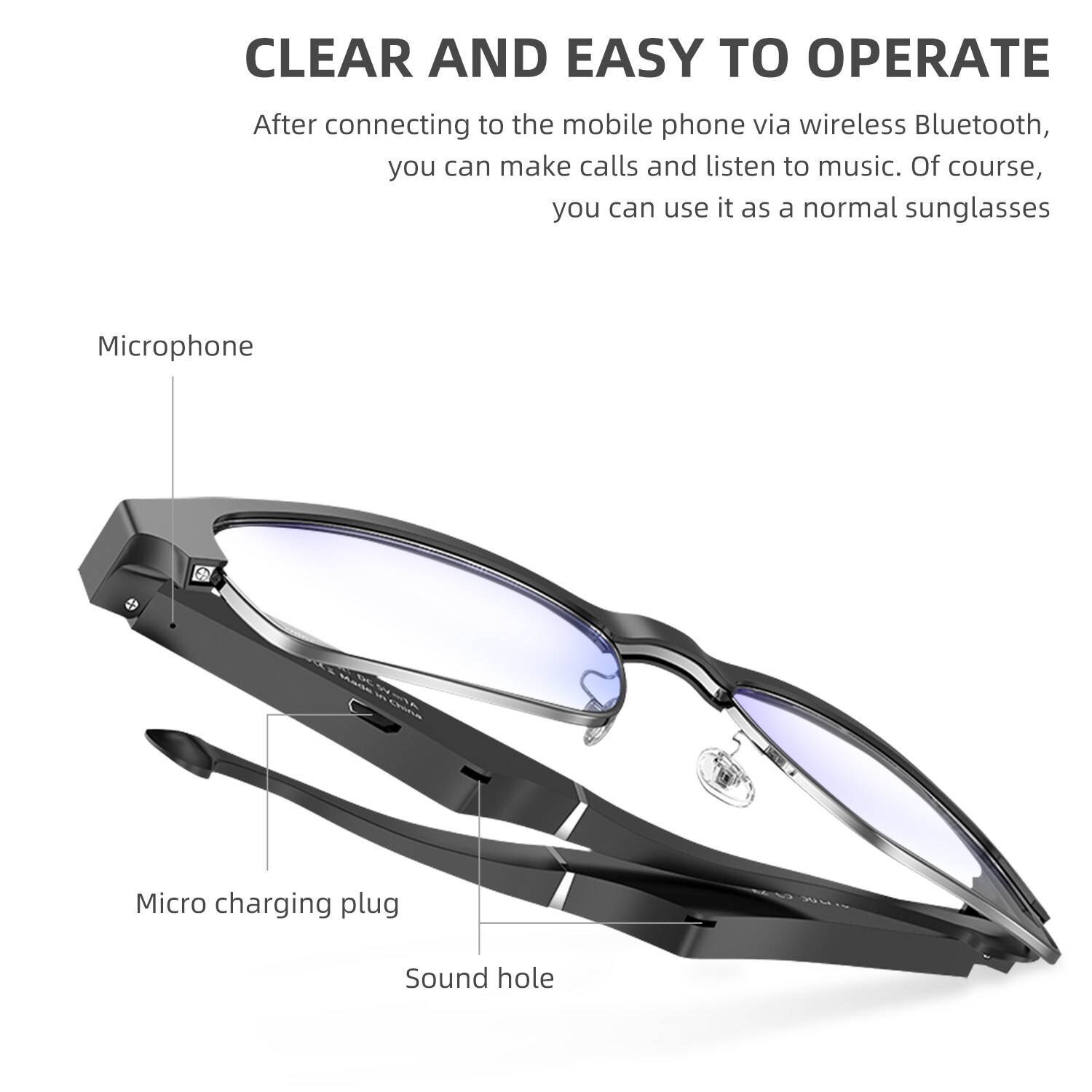 Gafas deportivas con micrófono y Bluetooth para escuchar música, con manos libres y luz azul, impermeables