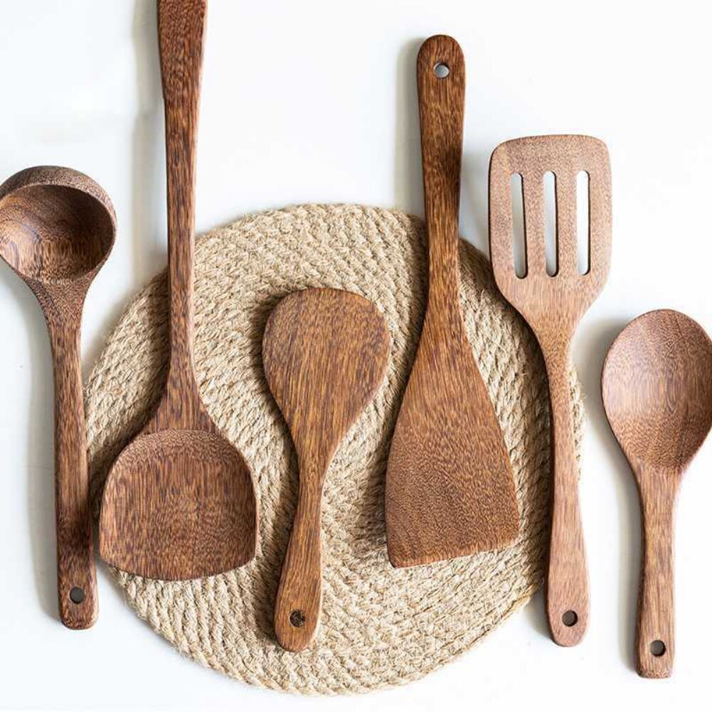 1pcs Wood Kitchenware Cooking Utensils Non-stick Cookware Spatula Strainer Shovel Spoon Wooden Handle Kitchen Cooking Tool