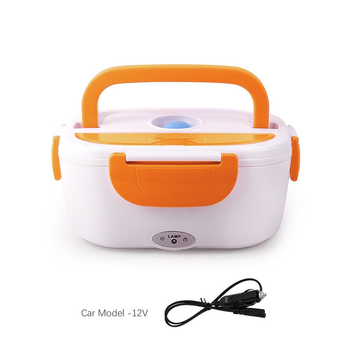 12V-24V 110V 220V Electric Heated Lunch Box Portable 2 in 1 Car& Home US Plug/EU Plug Bento Boxes Stainless Steel Food Container: Orange car model