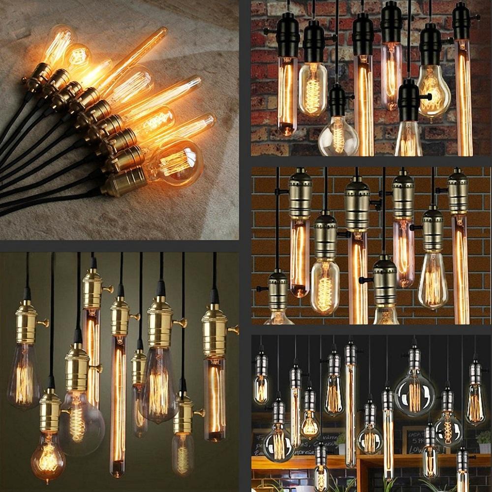 E27 Vintage Retro Lampvoet Houder Schroef Lamp Aluminium Shell Lamp Licht Schroef Socket 4 Kleuren Met Schakelaar 110V/220V