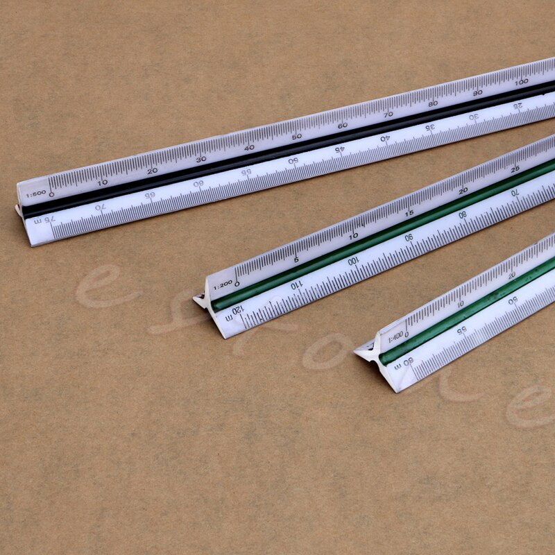 300mm 1:150 1:200 1:250 Triangular Metric Scale Ruler For Engineer Multicolor