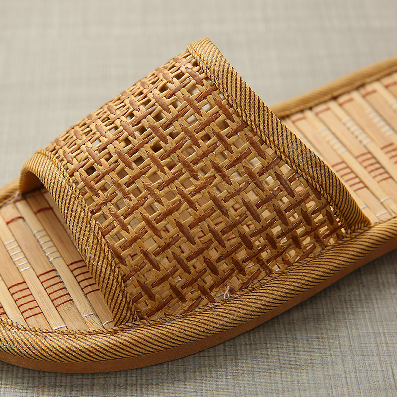 Paar Vier Seizoenen Ademend Huishouden Bamboe Mat Sandalen Vrouwen Zomer Dikke zolen Stro-geweven Vloer Slippers Mannen